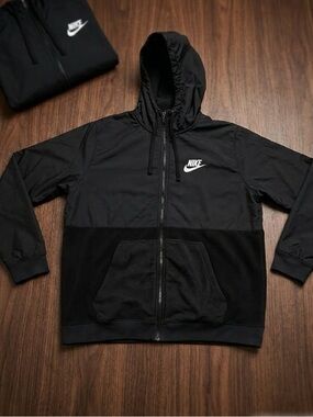 Nike Black Two-Tone Windrunner Fleece Hooded Jacket